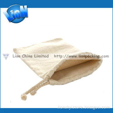 Personal Jewelry Drawstring Durable Natural Cotton Pouch (e-046)